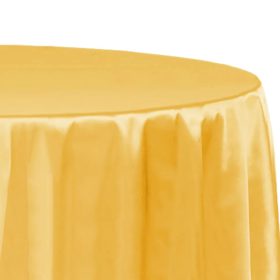 Sleek Satin Tablecloths 132" Round - Canary Yellow (Bright Yellow)