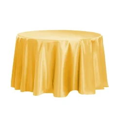 Sleek Satin Tablecloths 132" Round - Canary Yellow (Bright Yellow)