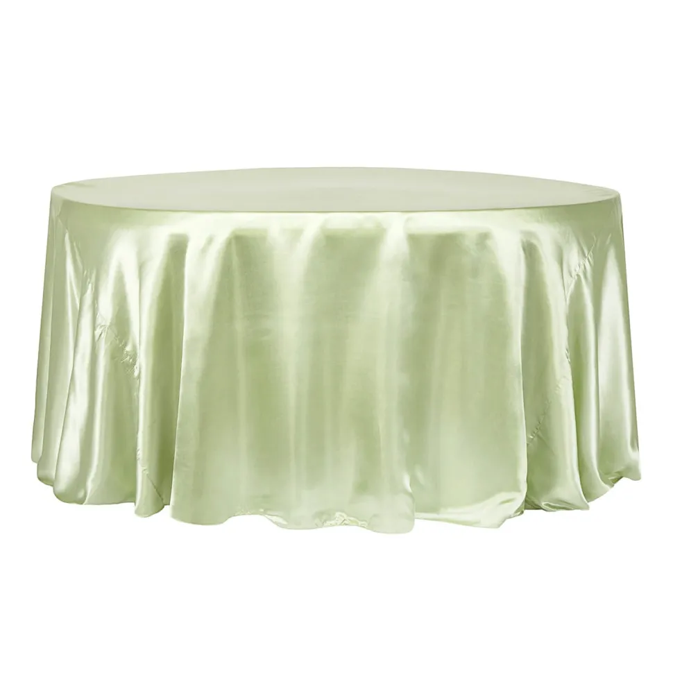 Sleek Satin Tablecloths 132" Round - Sage Green