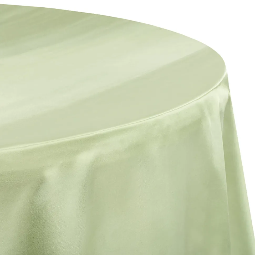 Sleek Satin Tablecloths 132" Round - Sage Green