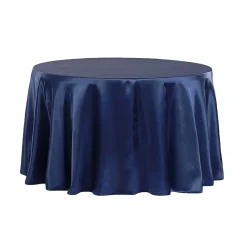 Sleek Satin Tablecloths 132" Round - Navy Blue