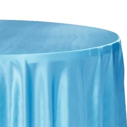 Sleek Satin Tablecloths 132" Round - Aqua Blue