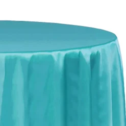 Sleek Satin Tablecloths 132" Round - Dark Turquoise