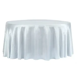 Sleek Satin Tablecloths 132" Round - Dusty Blue
