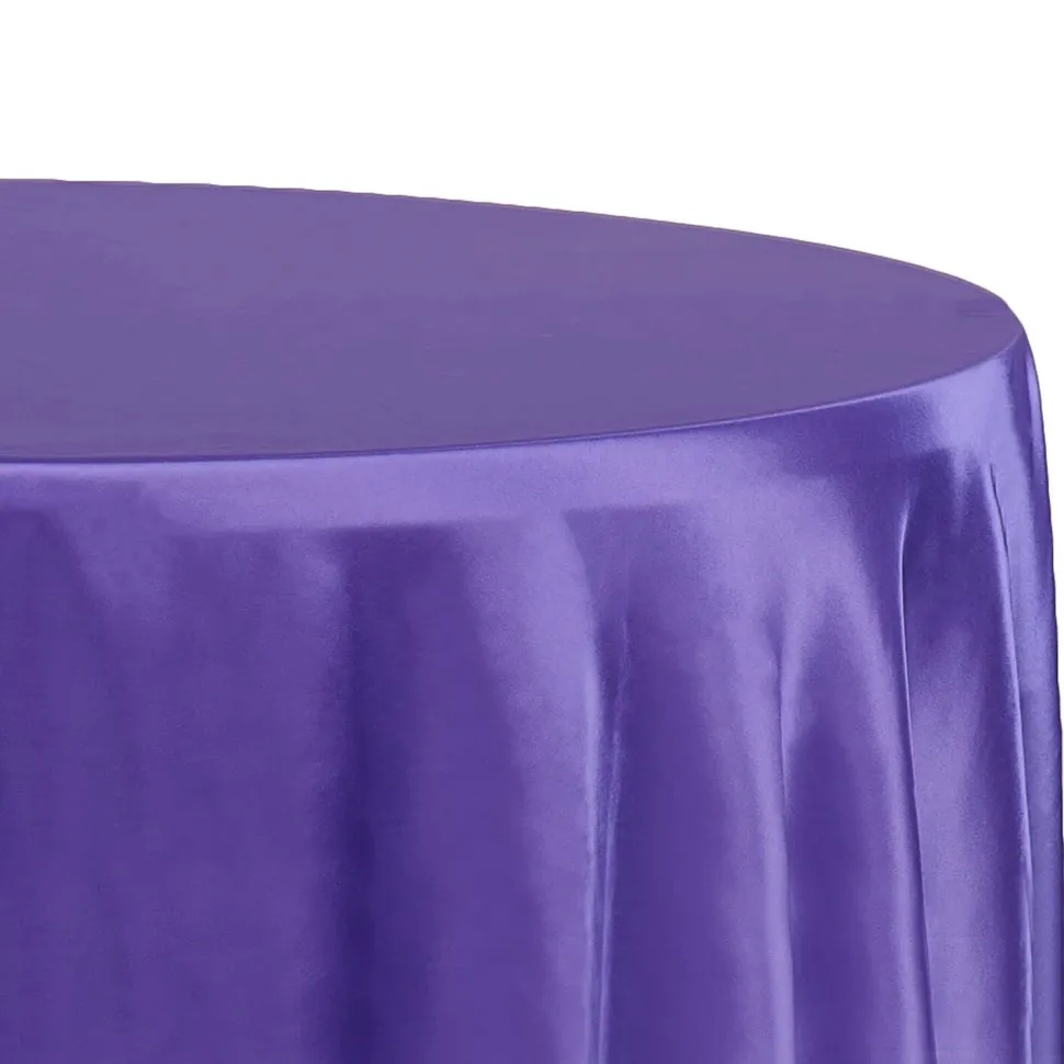 Sleek Satin Tablecloths 132" Round - Purple