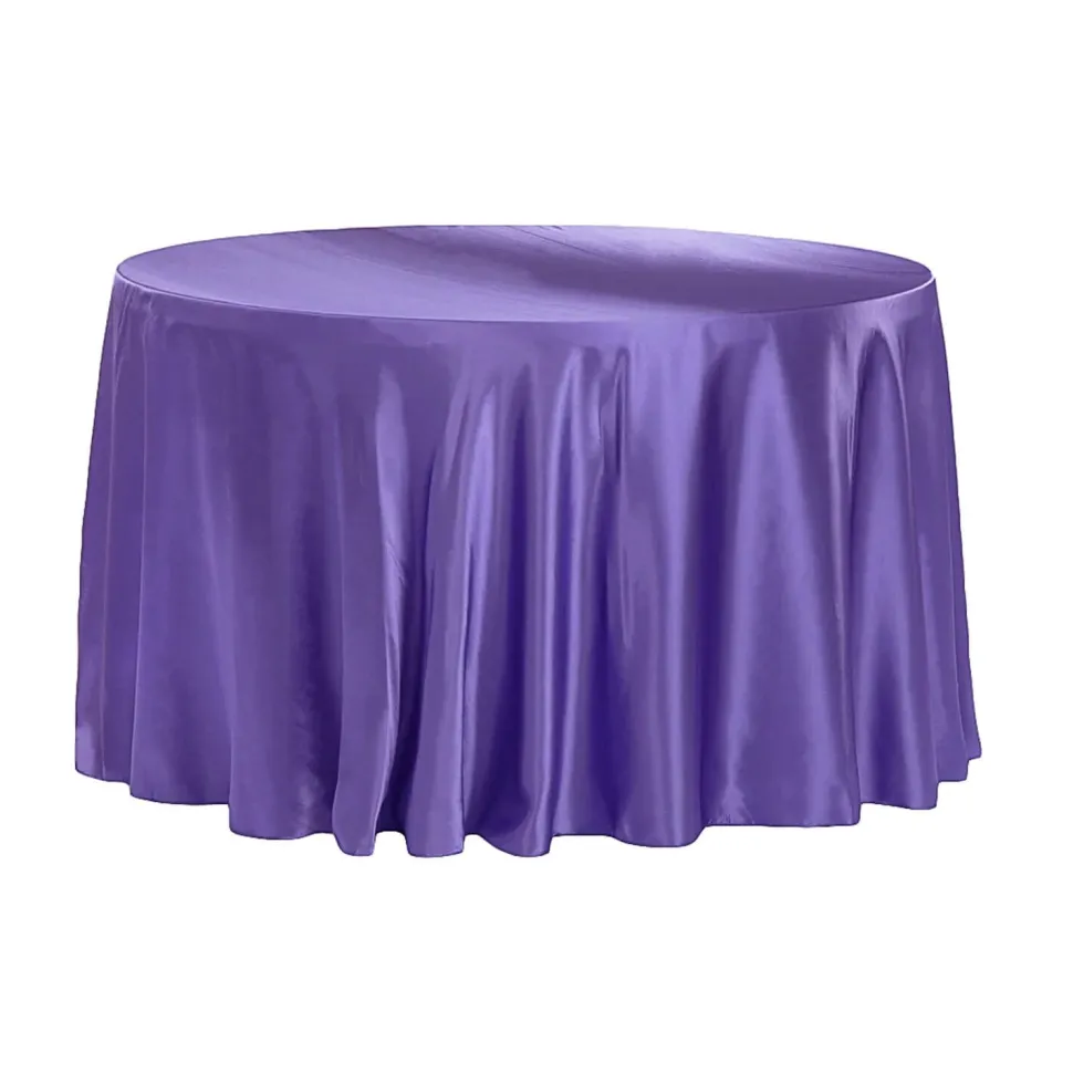 Sleek Satin Tablecloths 132" Round - Purple