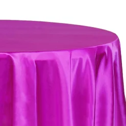 Sleek Satin Tablecloths 132" Round - Magenta Violet