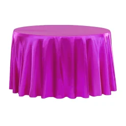 Sleek Satin Tablecloths 132" Round - Magenta Violet