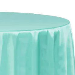 Sleek Satin Tablecloths 132" Round - Light Turquoise