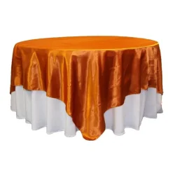 Sleek Satin Tablecloths 90" Square - Burnt Orange