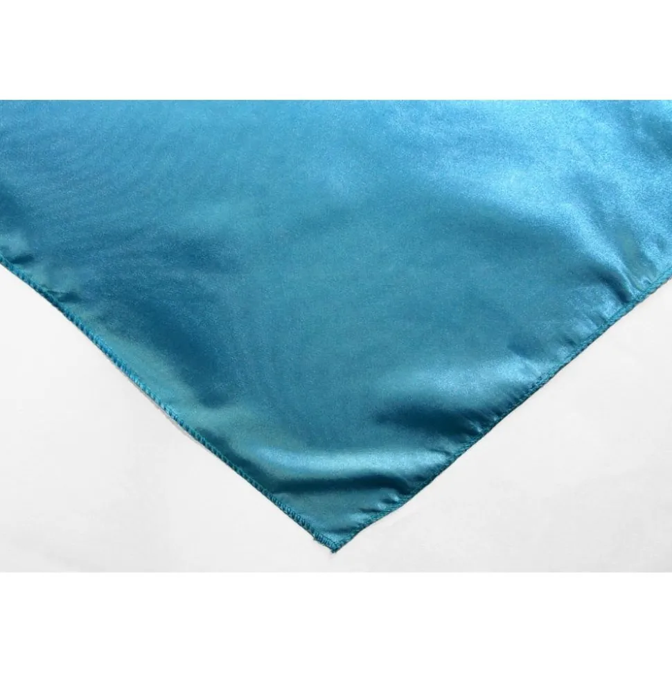 Sleek Satin Tablecloths 54" Square - Aqua Blue