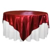 Sleek Satin Tablecloths 72" Square - Apple Red