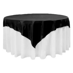 Sleek Satin Tablecloths 72" Square - Black