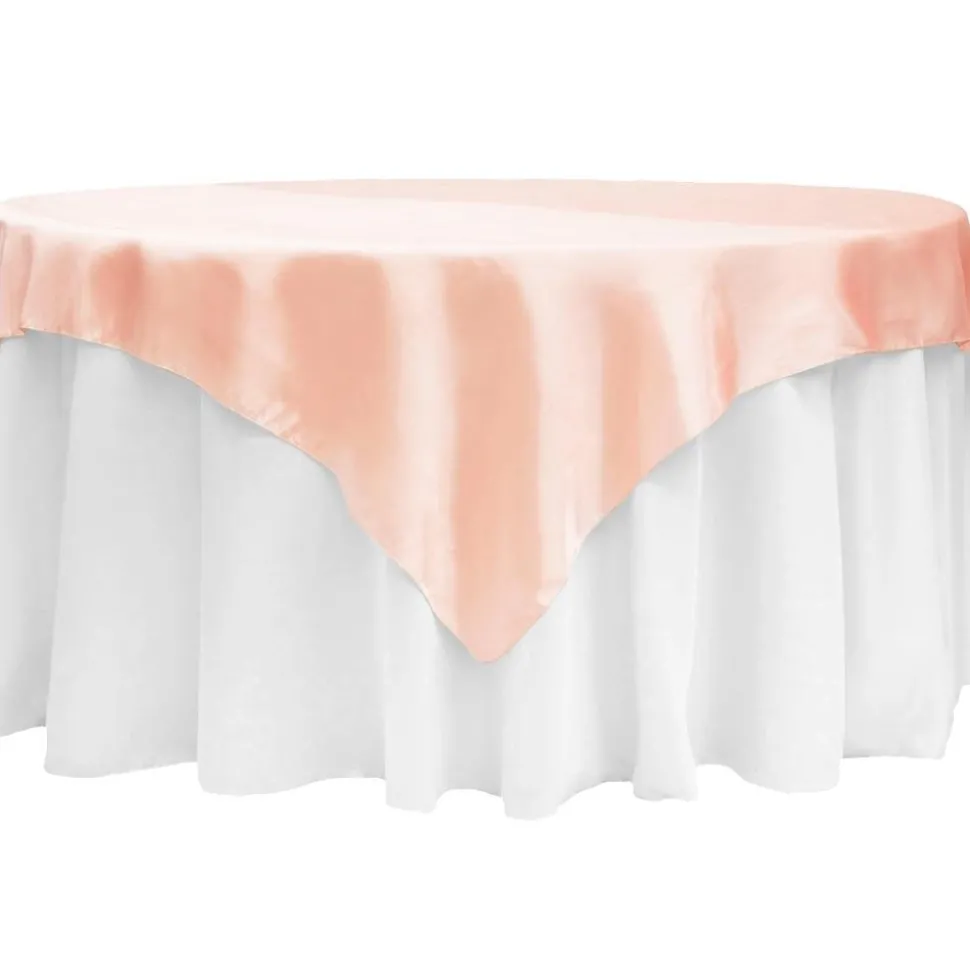 Sleek Satin Tablecloths 72" Square - Blush/Rose Gold