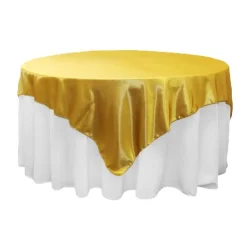 Sleek Satin Tablecloths 72" Square - Bright Gold