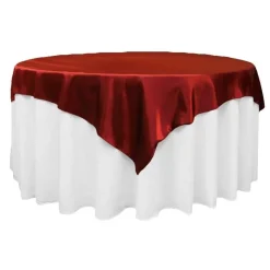 Sleek Satin Tablecloths 72" Square - Burgundy