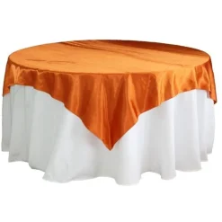 Sleek Satin Tablecloths 72" Square - Burnt Orange