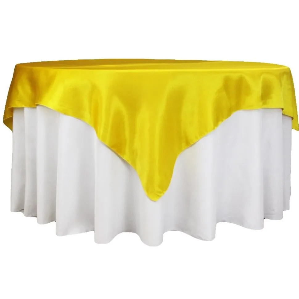 Sleek Satin Tablecloths 72" Square - Canary Yellow (Bright Yellow)