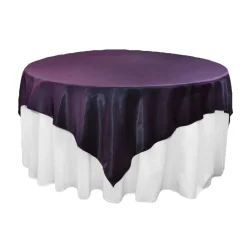 Sleek Satin Tablecloths 72" Square - Eggplant/Plum