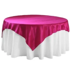 Sleek Satin Tablecloths 72" Square - Fuchsia