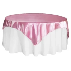 Sleek Satin Tablecloths 72" Square - Medium Pink