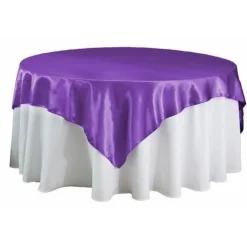 Sleek Satin Tablecloths 72" Square - Purple