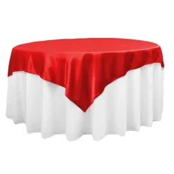Sleek Satin Tablecloths 72" Square - Red