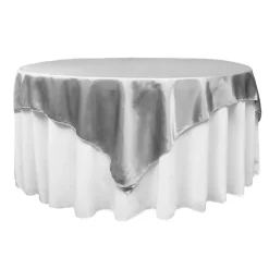 Sleek Satin Tablecloths 72" Square - Silver