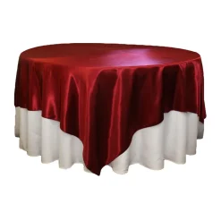 Sleek Satin Tablecloths 90" Square - Apple Red