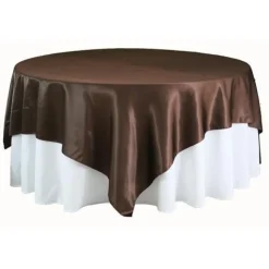 Sleek Satin Tablecloths 90" Square - Chocolate Brown