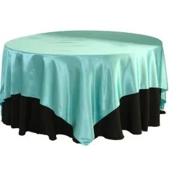 Sleek Satin Tablecloths 90" Square - Light Turquoise