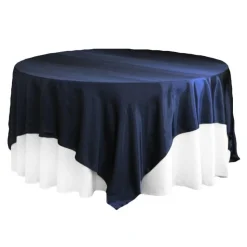 Sleek Satin Tablecloths 90" Square - Navy Blue