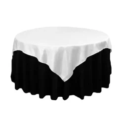 Sleek Satin Tablecloths 72" Square - White