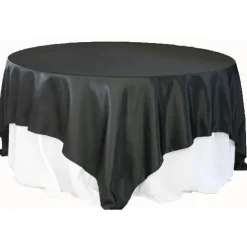 Sleek Satin Tablecloths 90" Square - Black