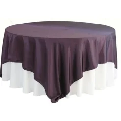 Sleek Satin Tablecloths 90" Square - Eggplant/Plum