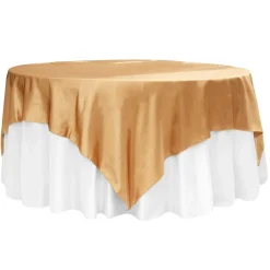 Sleek Satin Tablecloths 90" Square - Gold Antique