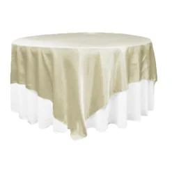 Sleek Satin Tablecloths 90" Square - Ivory