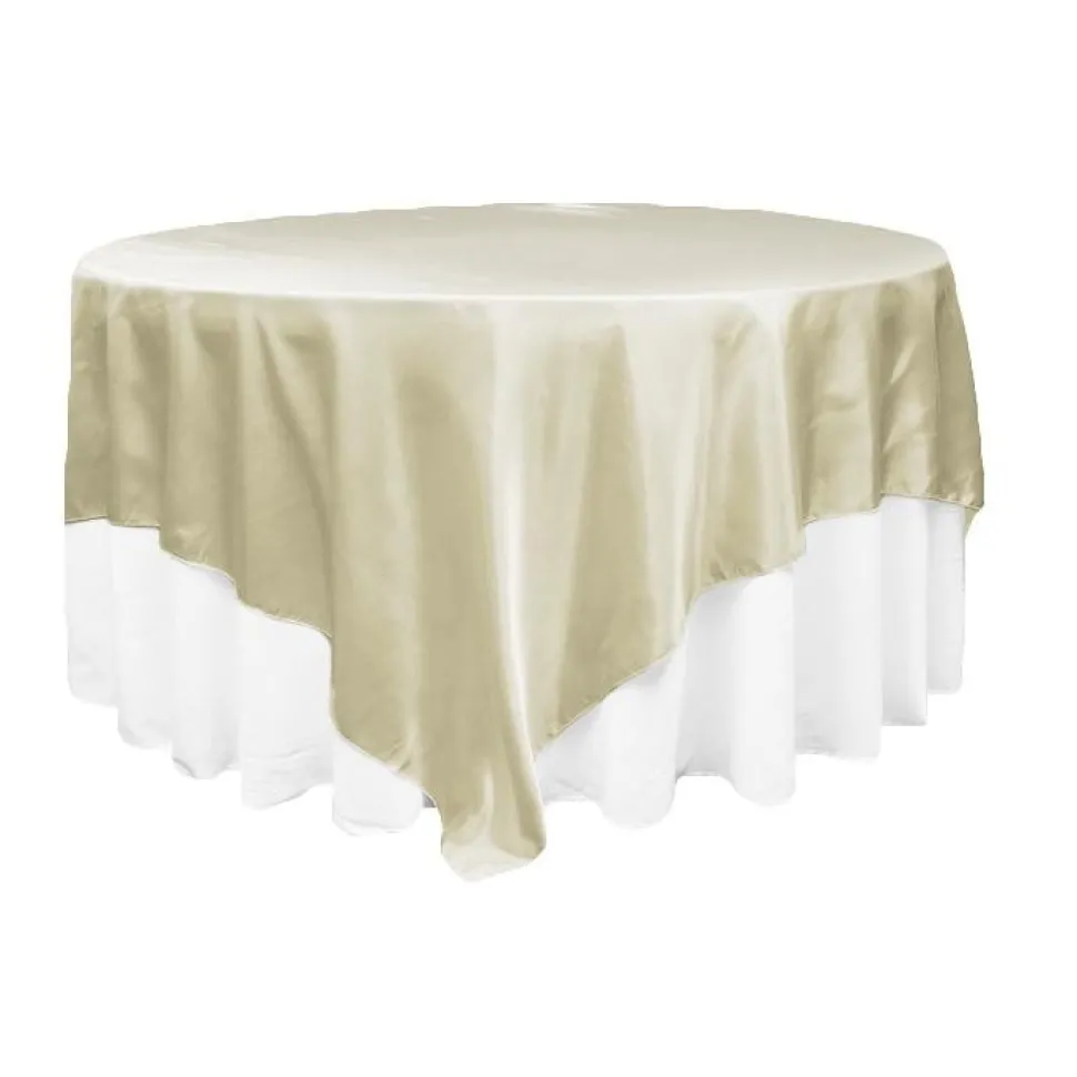 Sleek Satin Tablecloths 90" Square - Ivory