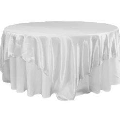 Sleek Satin Tablecloths 90" Square - White