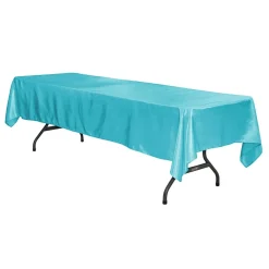 Sleek Satin Tablecloths 60"x120" Rectangular - Aqua Blue