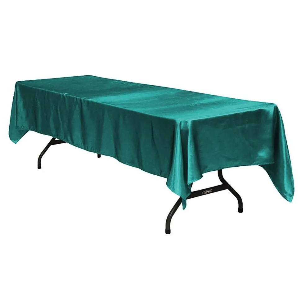 Sleek Satin Tablecloths 60"x120" Rectangular - Dark Turquoise
