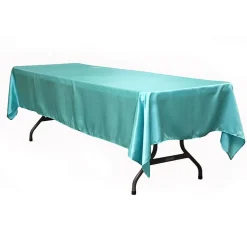 Sleek Satin Tablecloths 60"x120" Rectangular - Light Turquoise