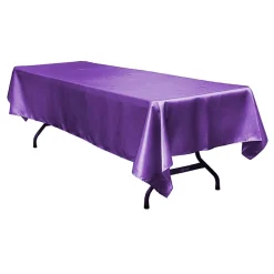 Sleek Satin Tablecloths 60"x120" Rectangular - Purple