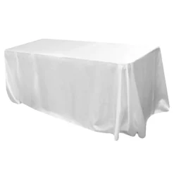 Sleek Satin Tablecloth 90"x132" Rectangular - White