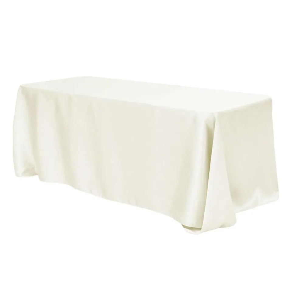 Sleek Satin Tablecloth 90"x132" Rectangular - Ivory