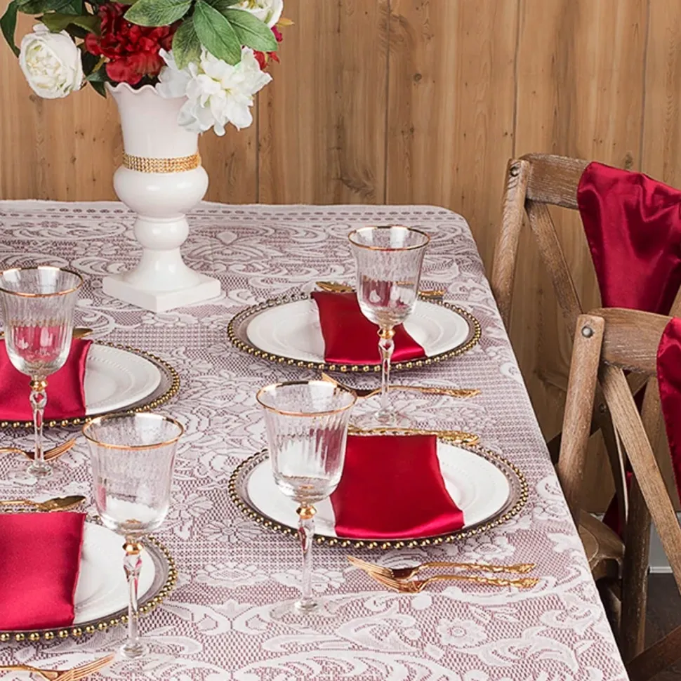 Sleek Satin Tablecloth 90"x156" Rectangular - Burgundy