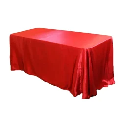 Sleek Satin Tablecloth 90"x156" Rectangular - Red