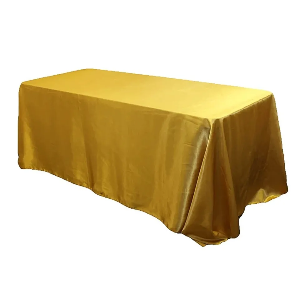 Sleek Satin Tablecloth 90"x156" Rectangular - Bright Gold