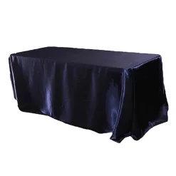 Sleek Satin Tablecloth 90"x156" Rectangular - Navy Blue