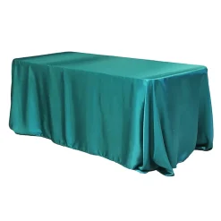 Sleek Satin Tablecloth 90"x156" Rectangular - Dark Turquoise